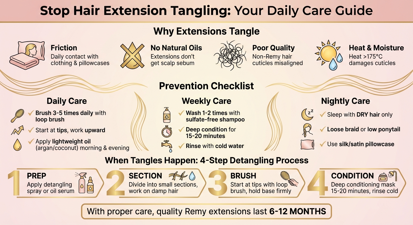How to Prevent Hair Extension Tangling: Daily Care Routine