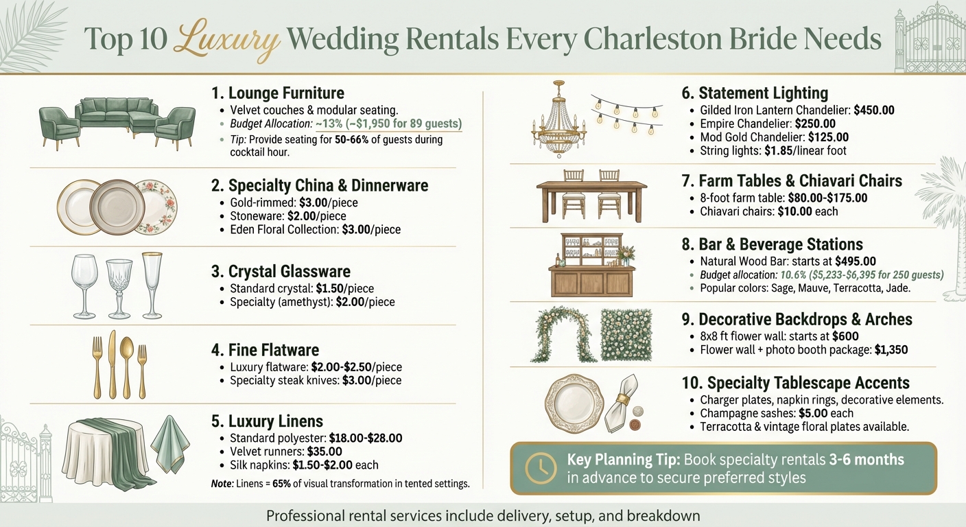 Top 10 Luxury Wedding Rentals for Charleston Brides with Budget Breakdown