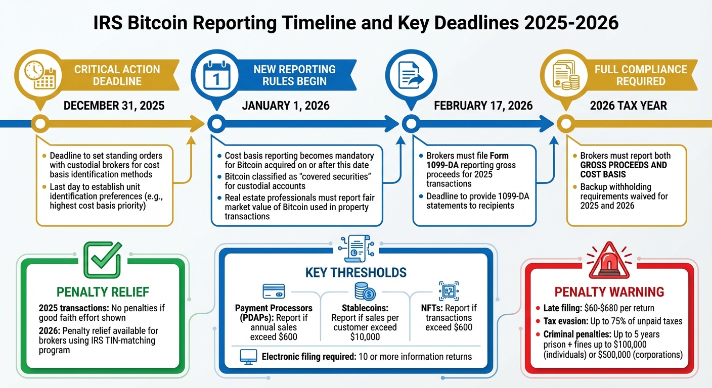 IRS Bitcoin Reporting Timeline and Key Deadlines 2025-2026