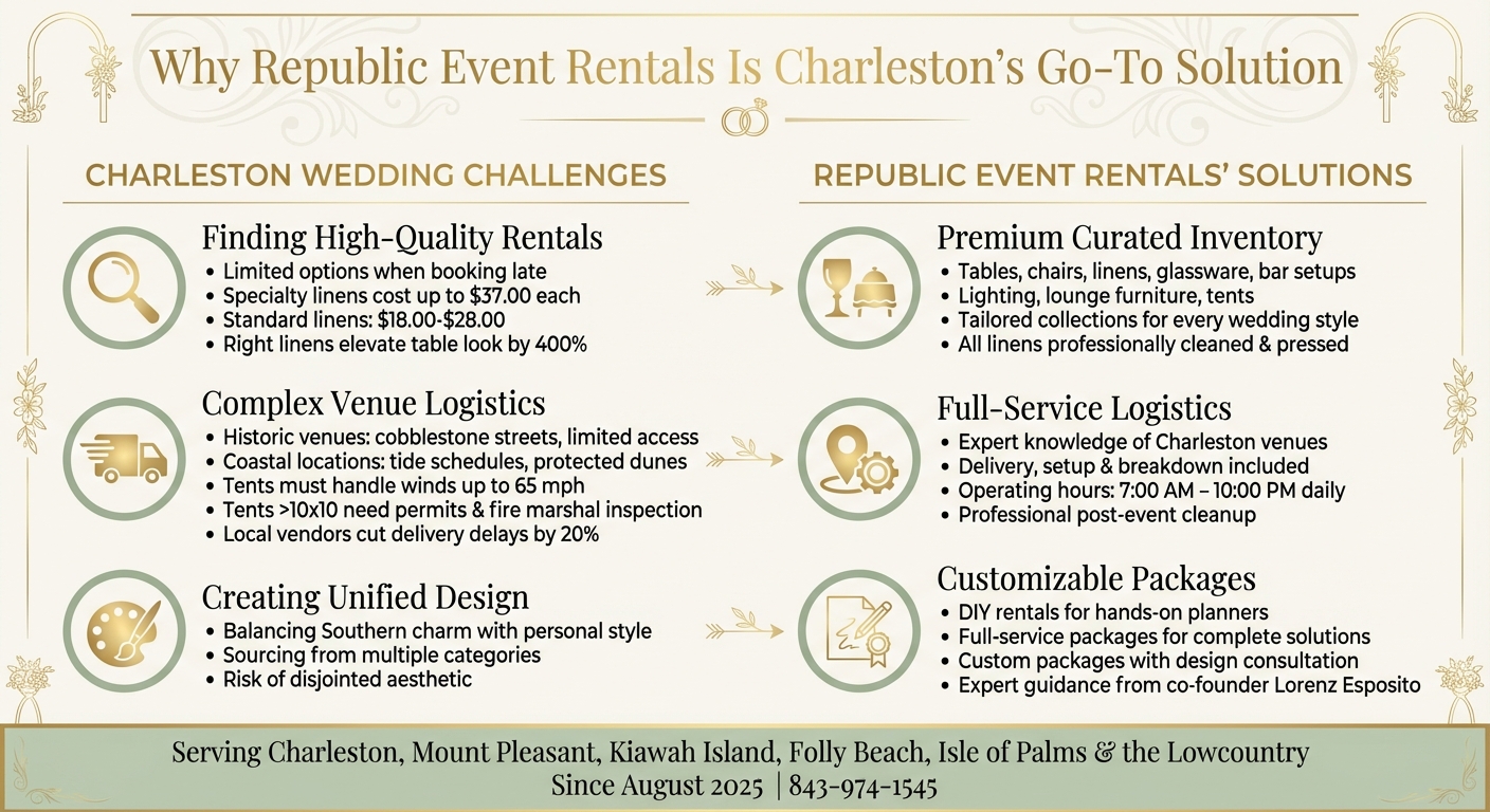 Charleston Wedding Rental Challenges vs Republic Event Rentals Solutions