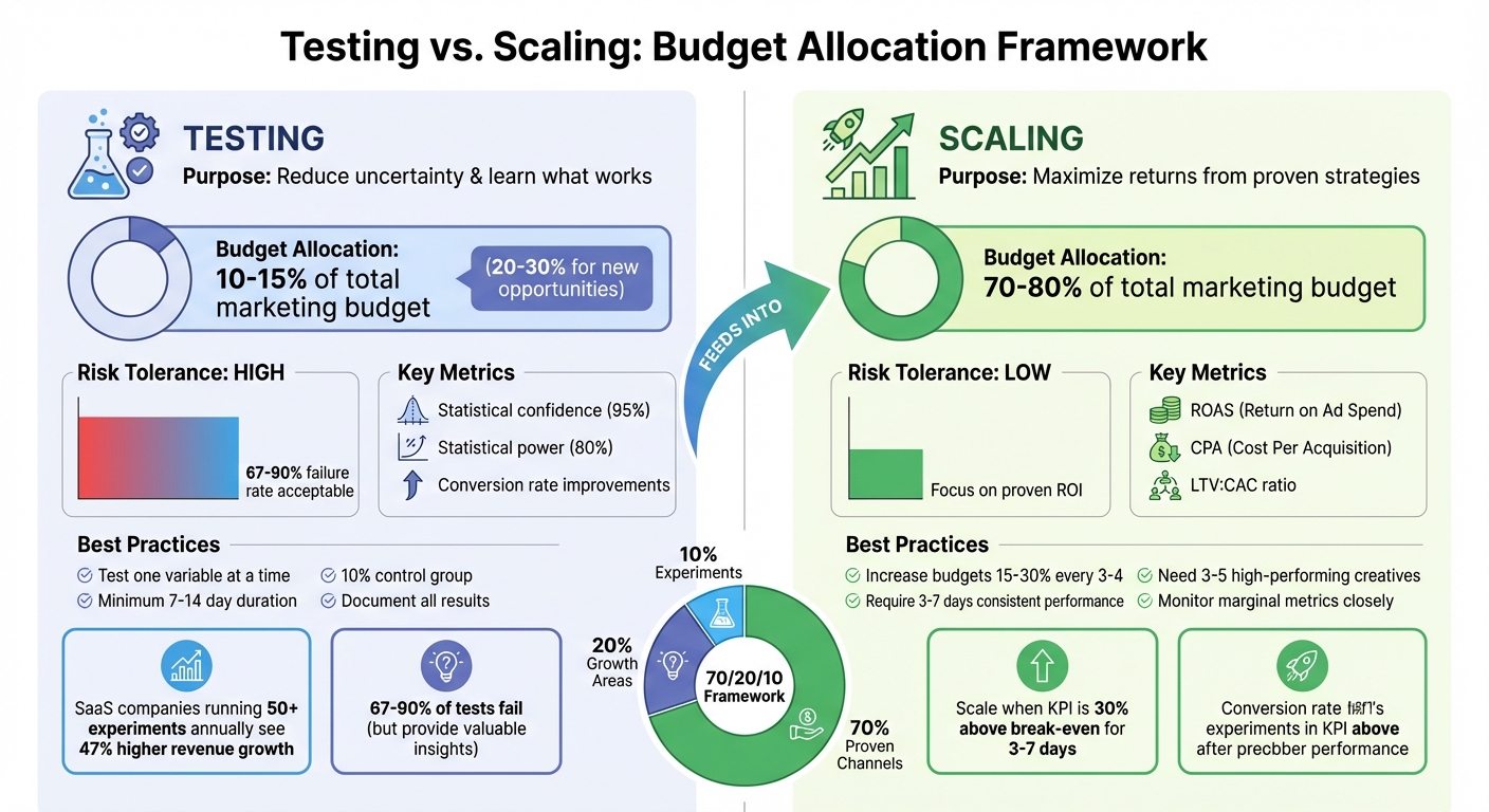 Testing vs Scaling Budget Allocation Framework