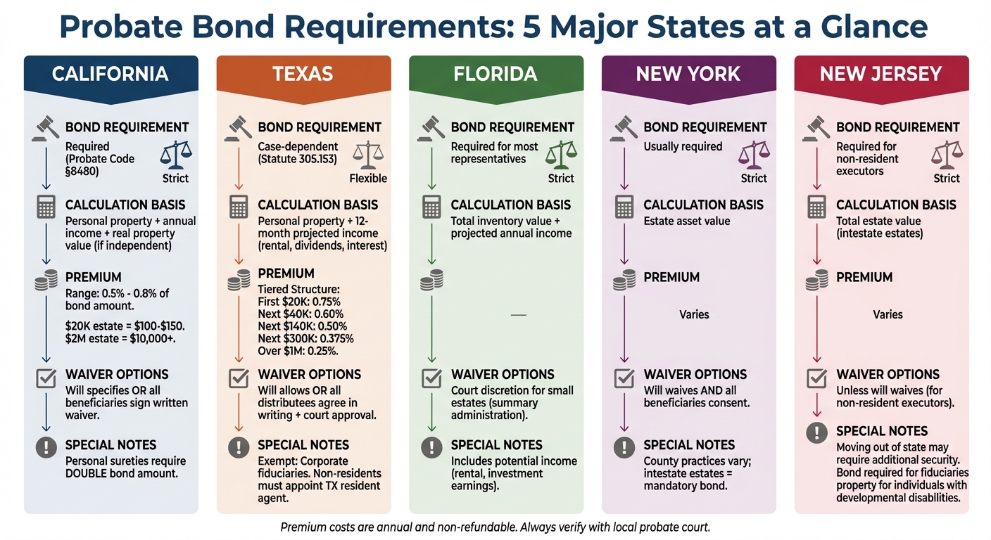 Probate Bond Requirements Comparison: 5 Major US States