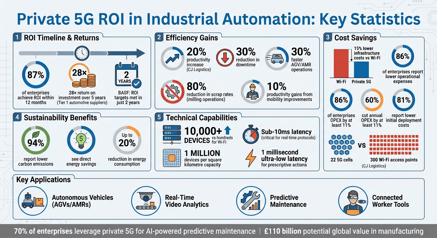 Private 5G ROI Statistics and Benefits in Industrial Automation