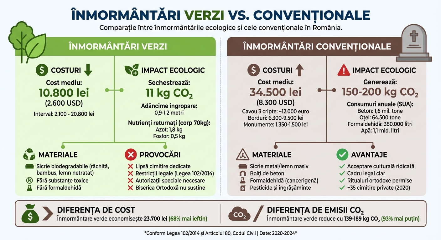 Comparație între înmormântările verzi și convenționale: costuri, impact ecologic și cadru legal