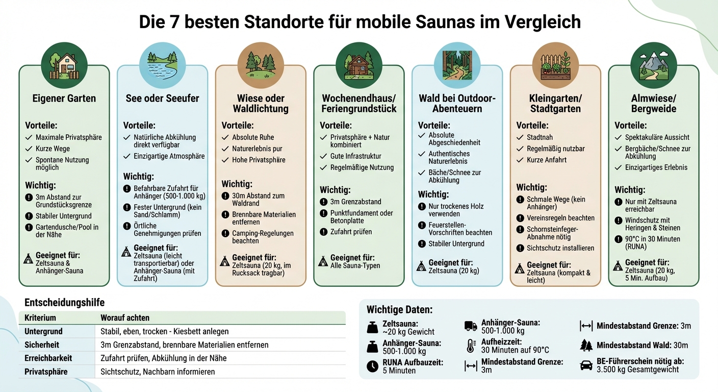 Die 7 besten Standorte für mobile Saunas im Vergleich