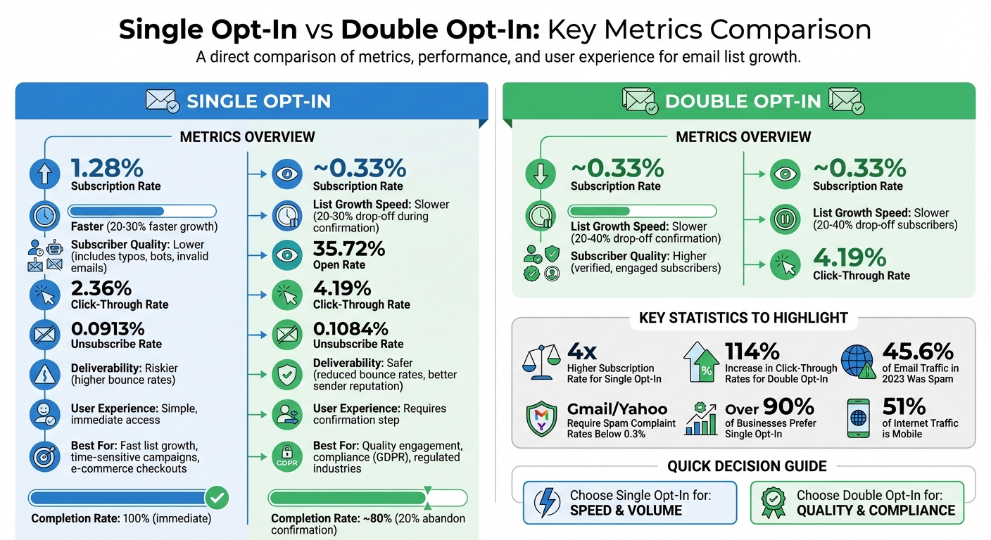 Single Opt-In vs Double Opt-In: Key Metrics Comparison