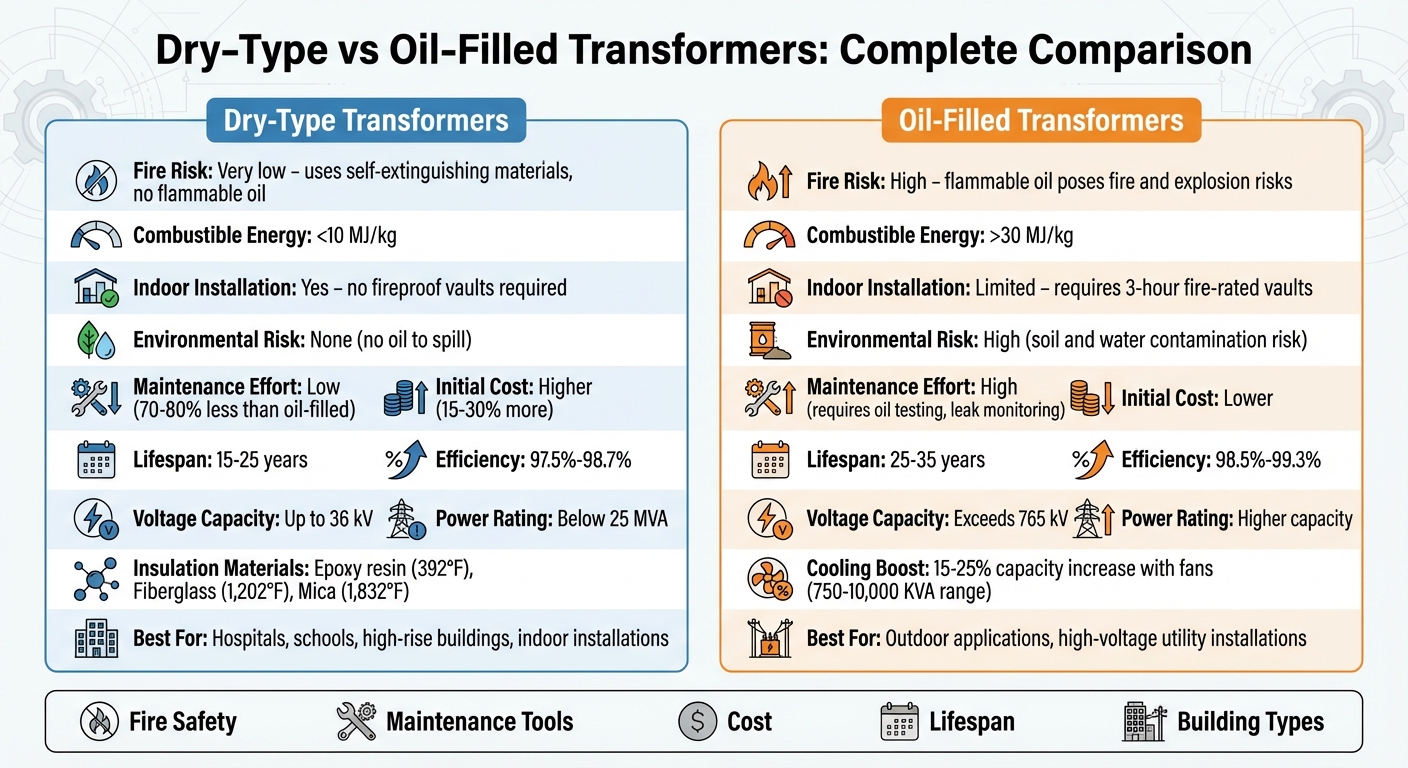 Dry-Type vs Oil-Filled Transformers: Fire Safety and Performance Comparison