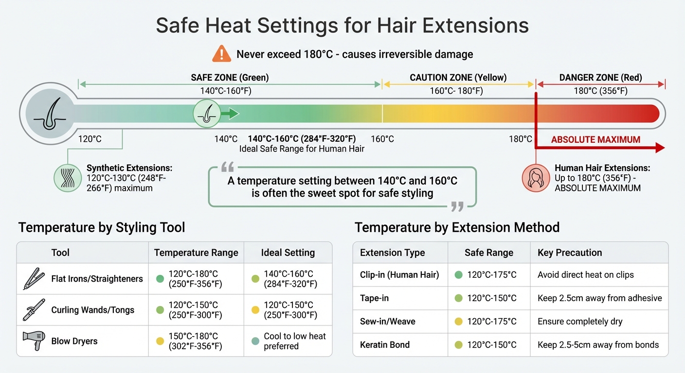 Heat Styling Temperature Guide for Hair Extensions by Type and Tool