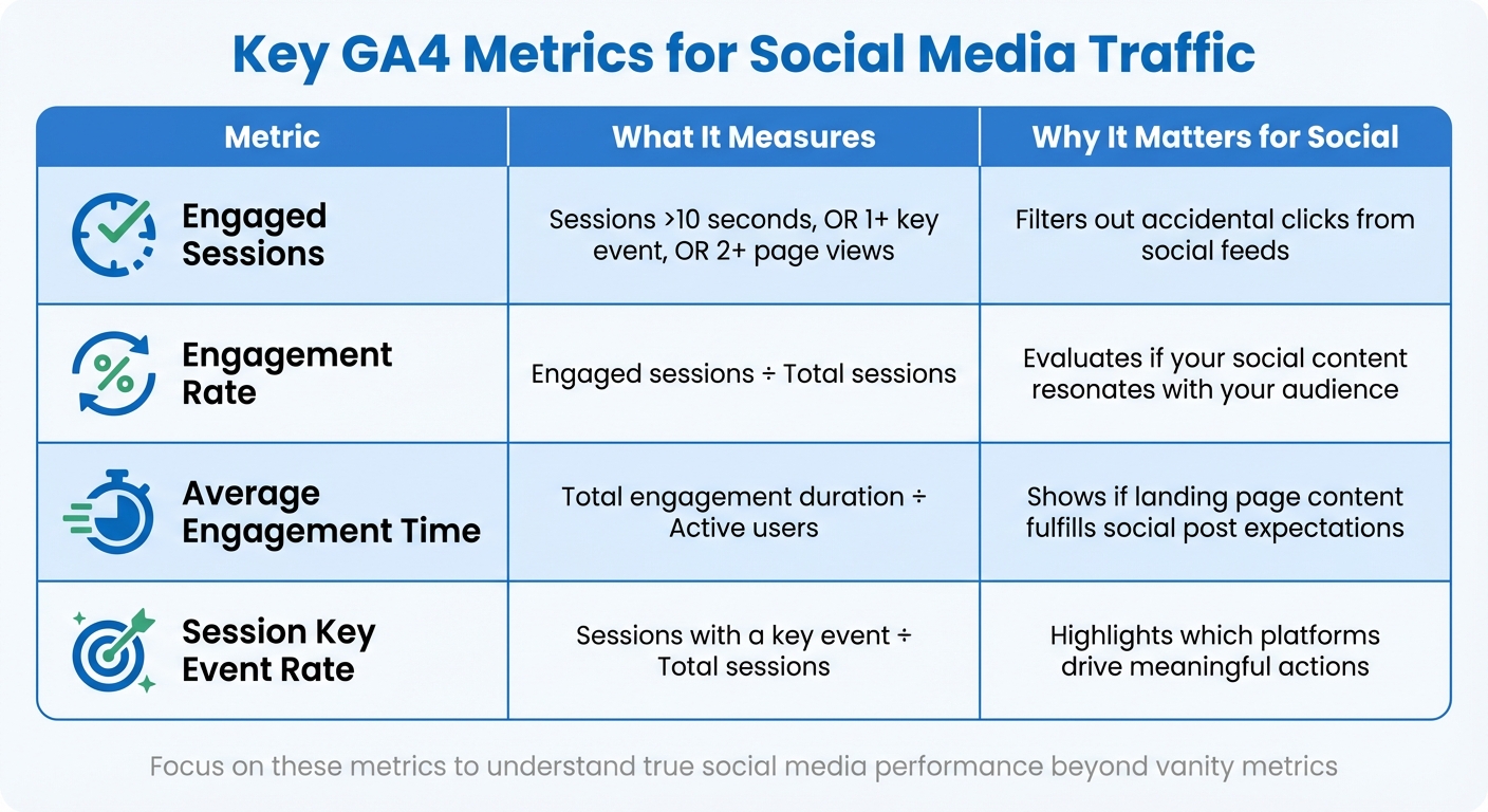 Key GA4 Metrics for Social Media Traffic Analysis