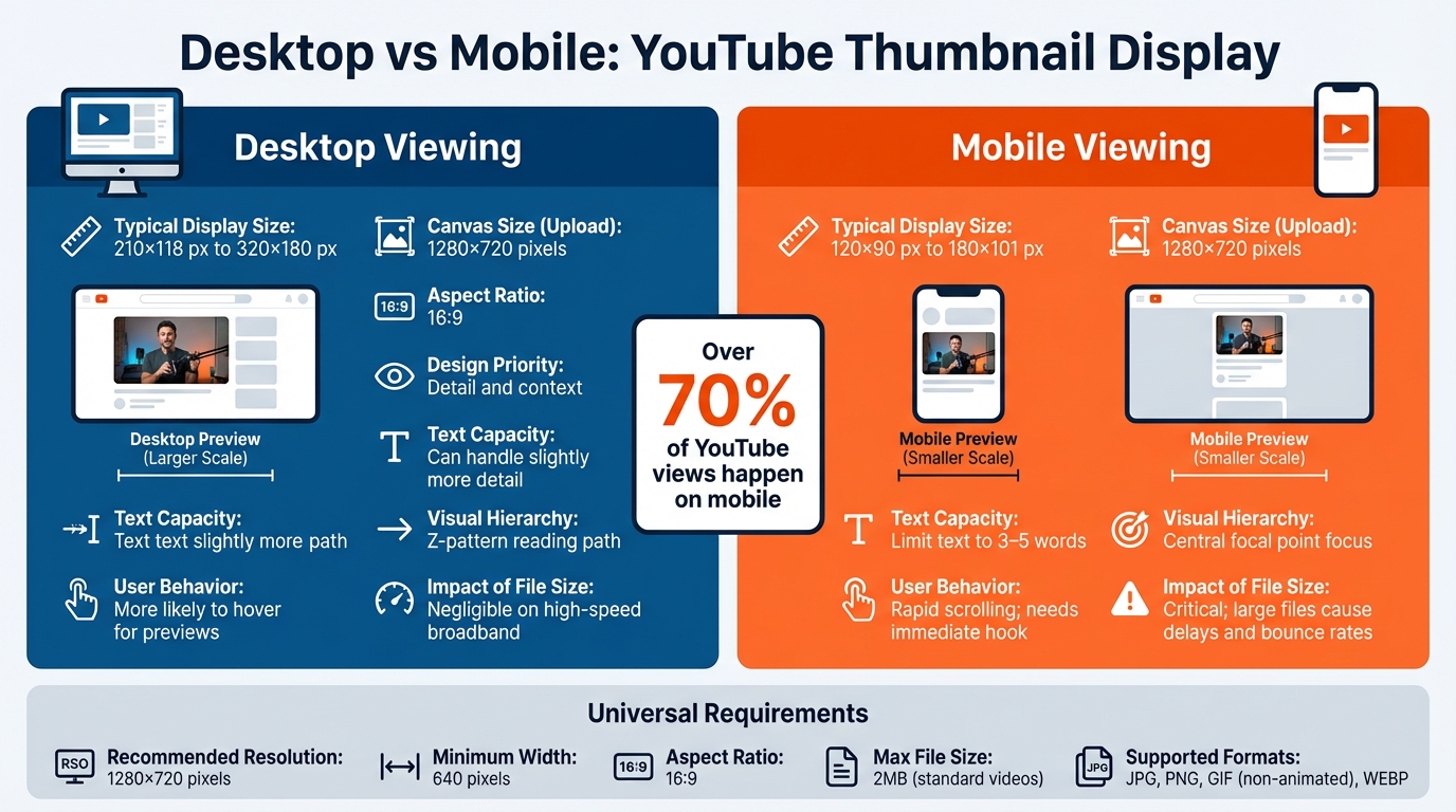 YouTube Thumbnail Requirements: Desktop vs Mobile Display Comparison