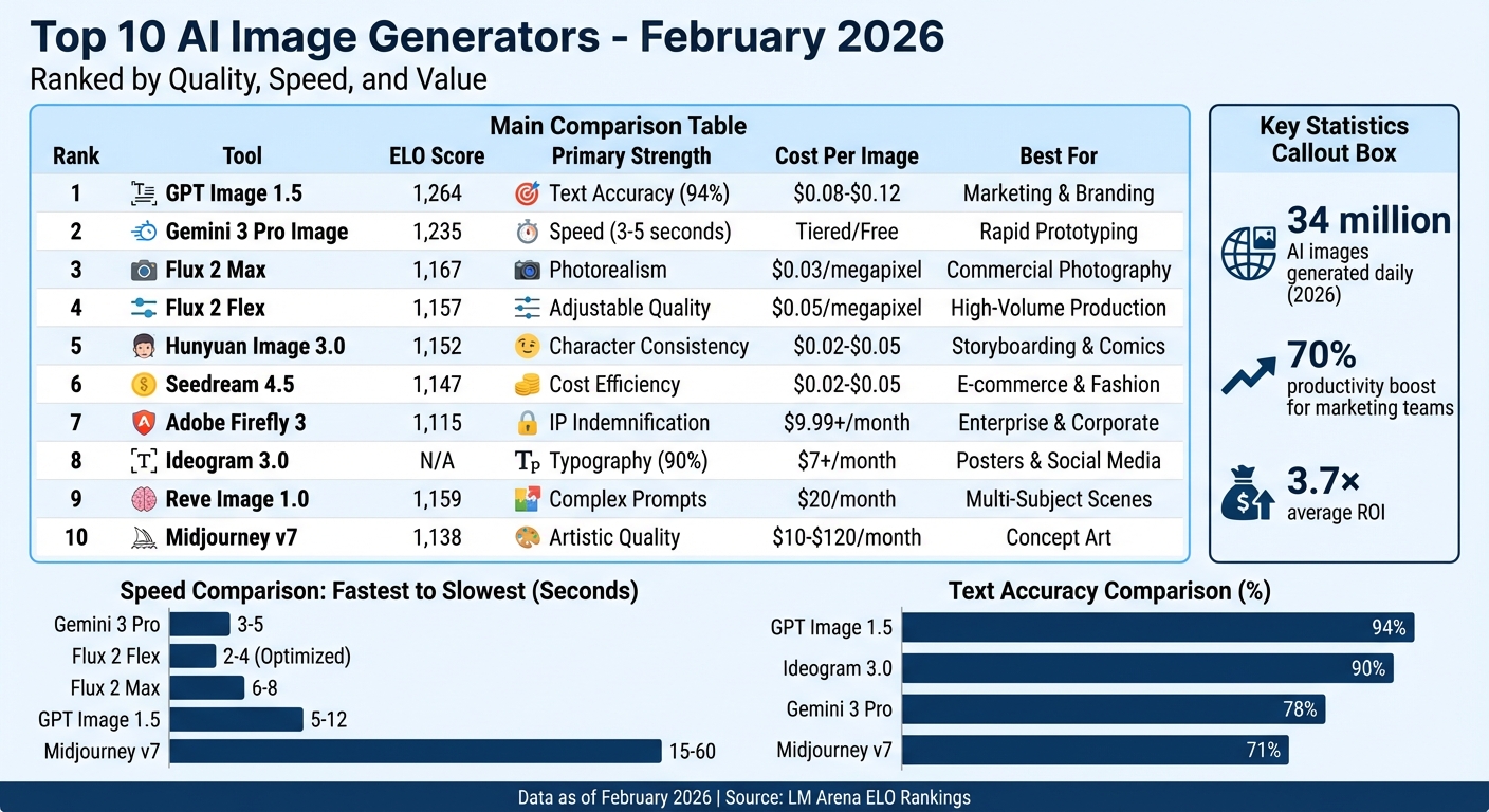 Top 10 AI Image Generators Comparison Chart 2026