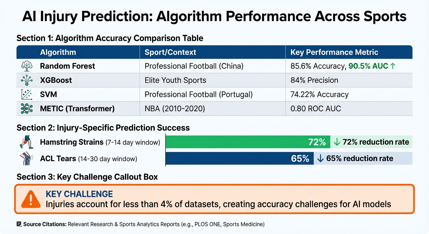AI Injury Prediction Accuracy Across Sports and Algorithms