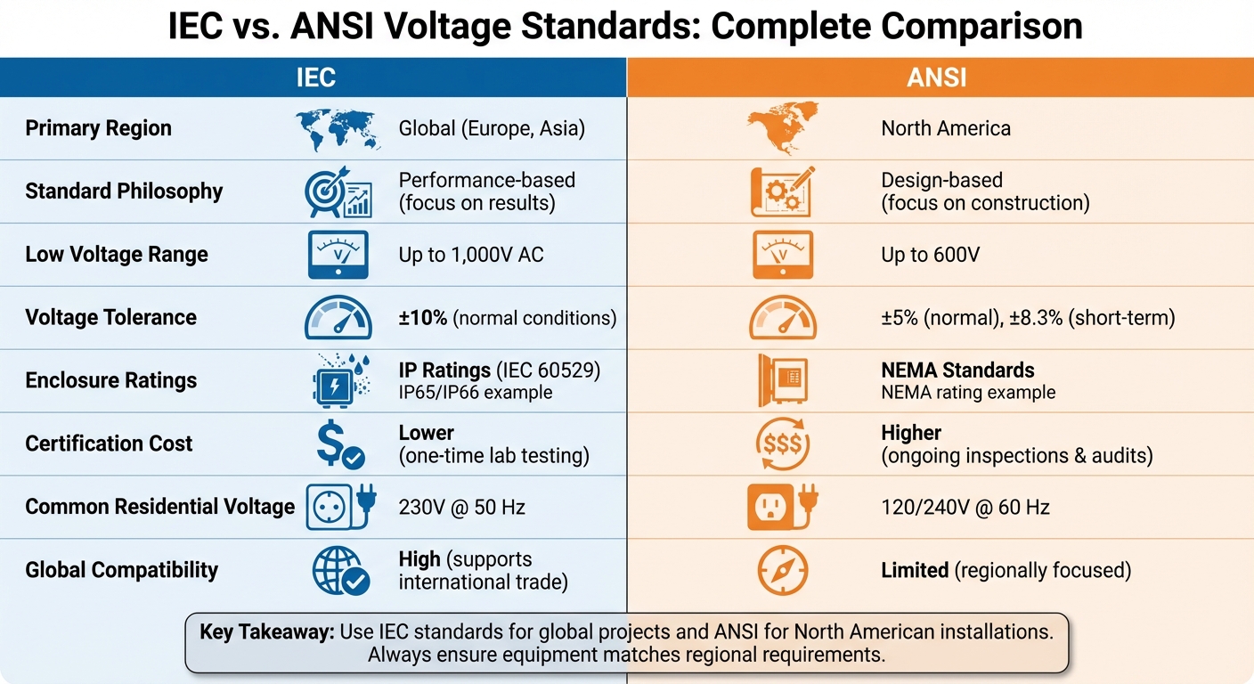 IEC vs ANSI Voltage Standards: Key Differences Comparison Chart