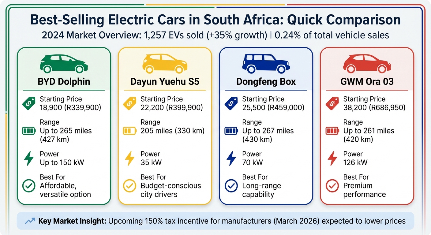 Best-Selling Electric Cars in South Africa 2024: Price, Range & Performance Comparison