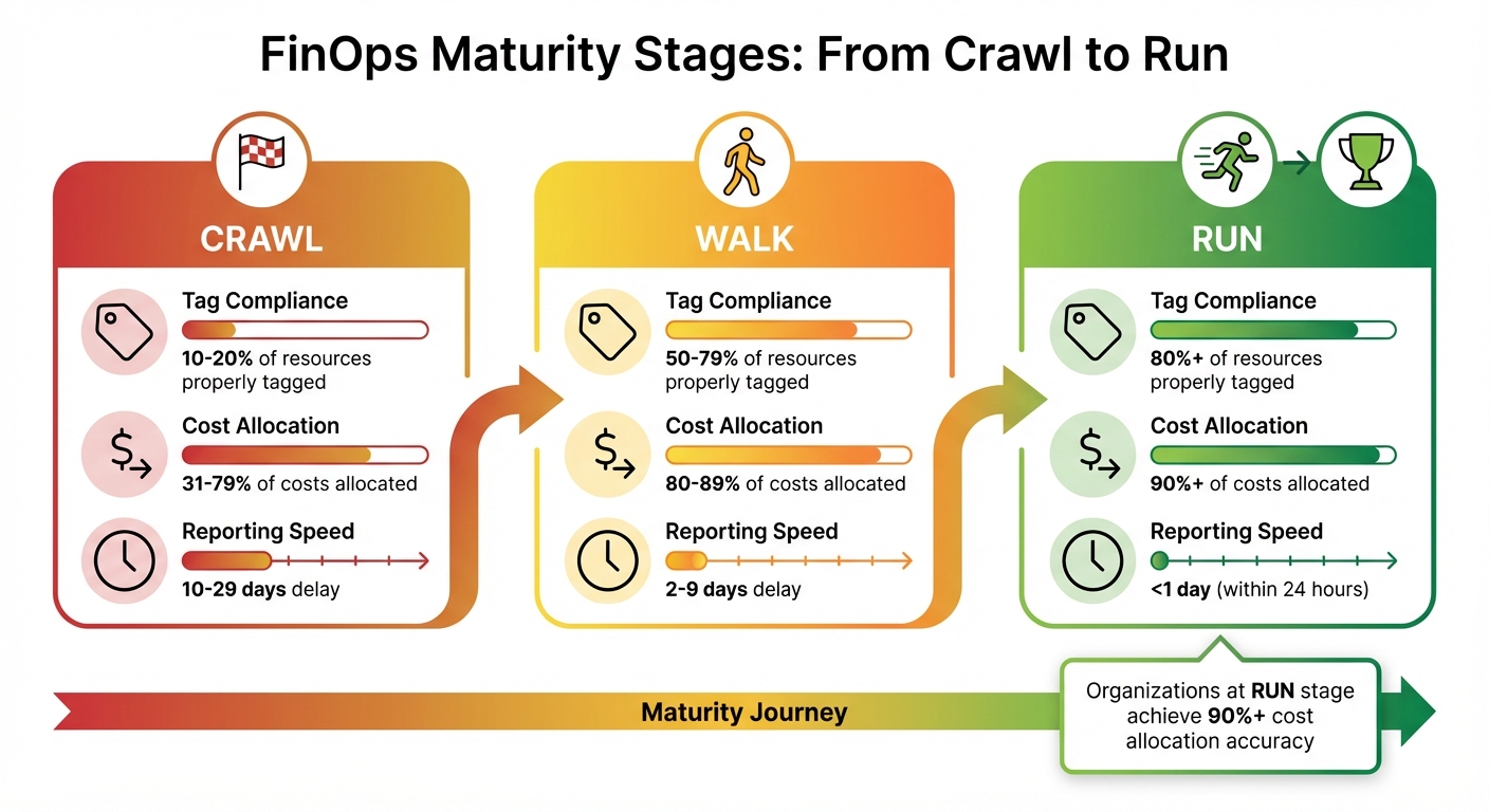 FinOps Maturity Stages: Cost Allocation and Tagging Compliance Progression