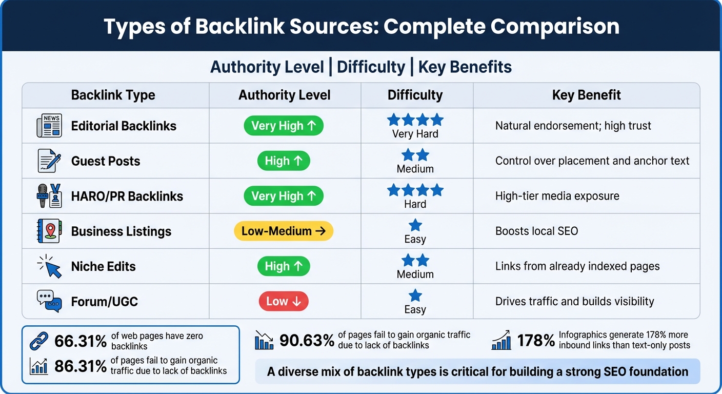 Backlink Types Comparison: Authority, Difficulty, and Benefits Guide