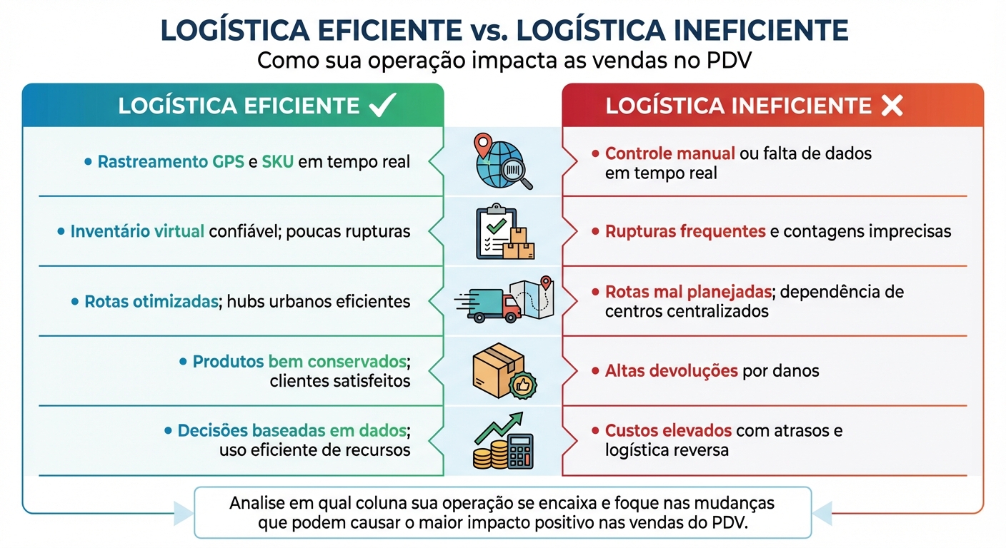 Logística Eficiente vs Ineficiente no Trade Marketing