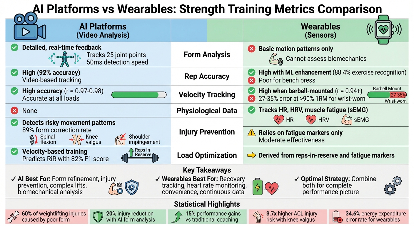 AI Platforms vs Wearables for Strength Training: Complete Metric Comparison