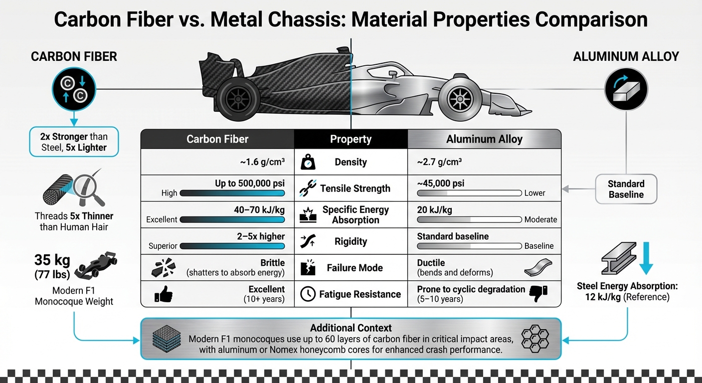 Carbon Fiber vs Metal Chassis: F1 Safety Evolution Comparison