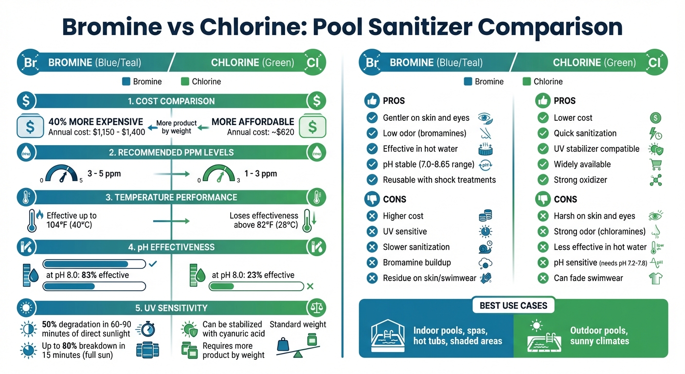 Bromine vs Chlorine Pool Sanitizer Comparison Chart