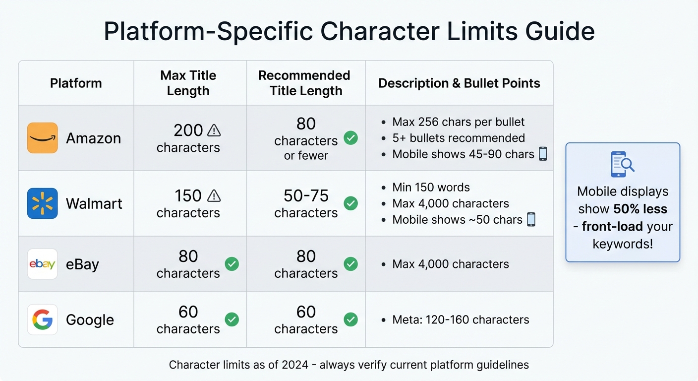 E-commerce Platform Character Limits for Product Titles and Descriptions