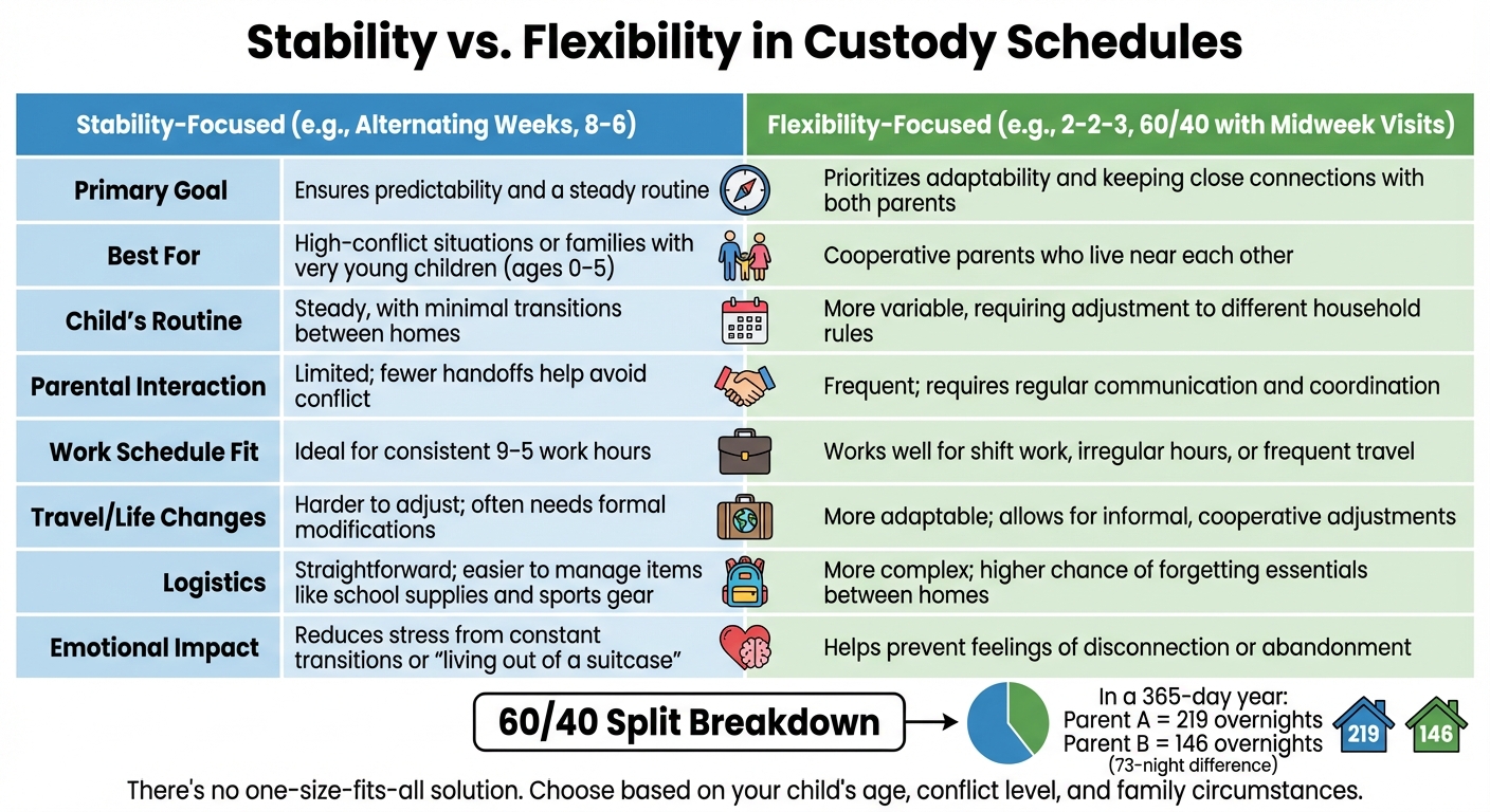 Stability vs Flexibility in Custody Schedules: Complete Comparison Guide
