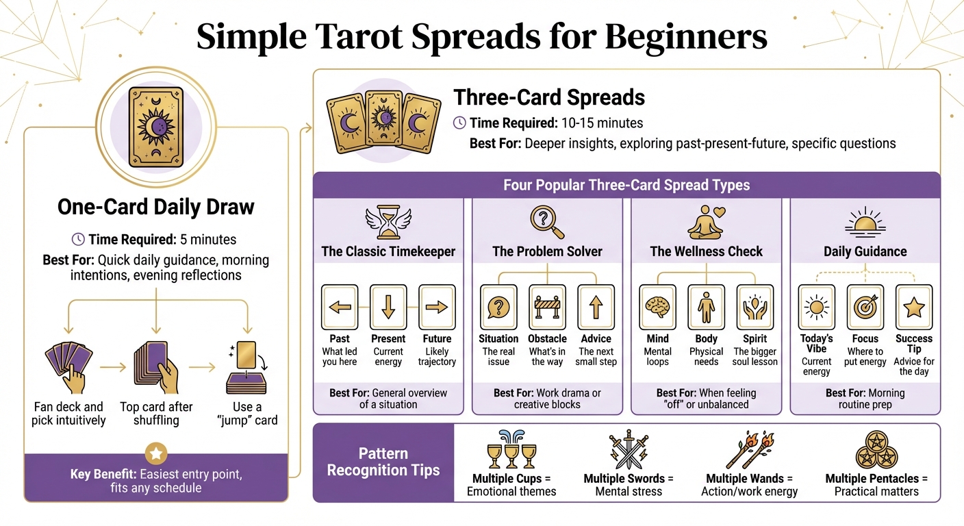 Beginner Tarot Spreads Comparison: One-Card vs Three-Card Readings