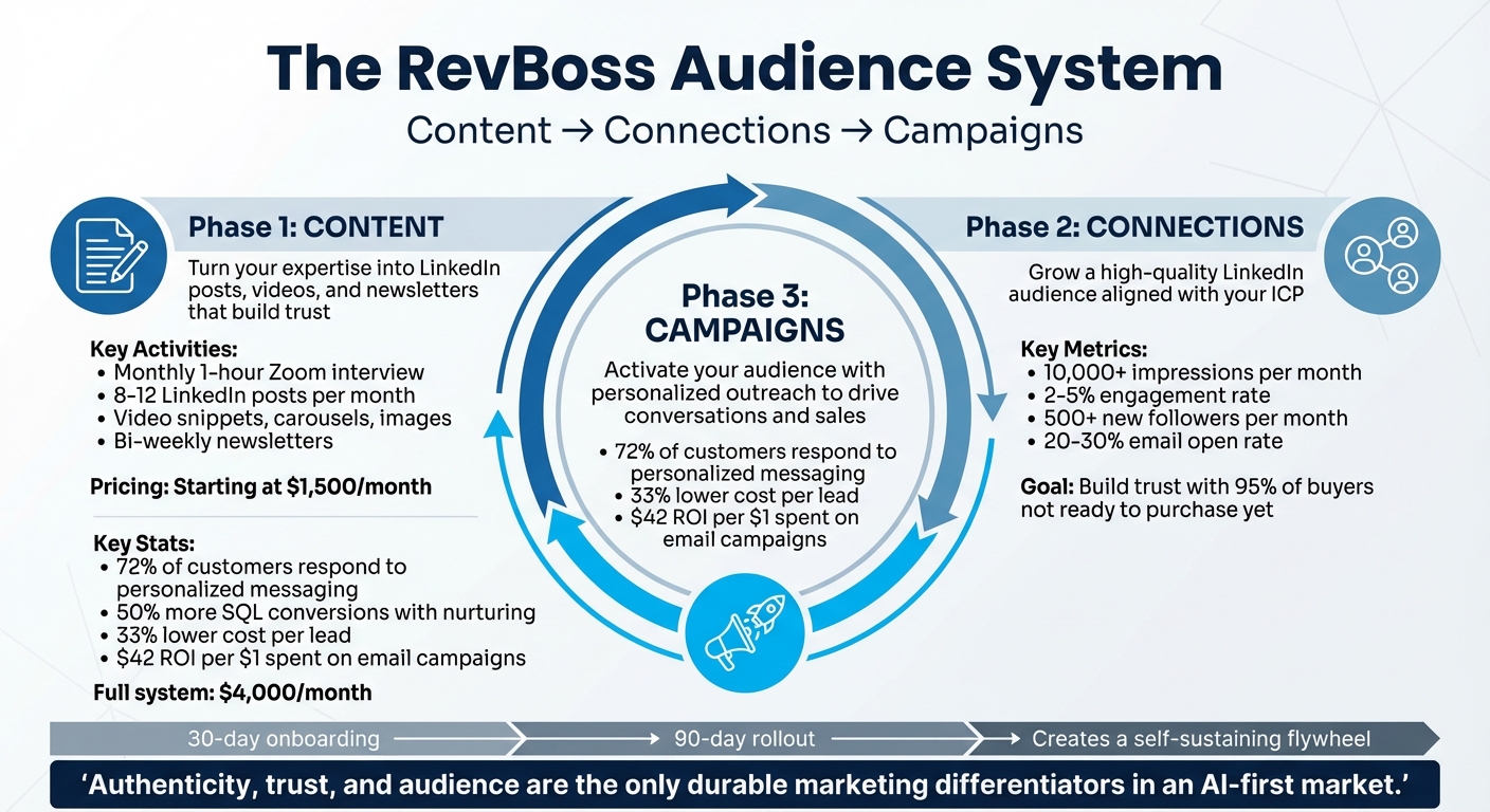 RevBoss Audience System: 3-Phase Framework for Founder-Led B2B Marketing