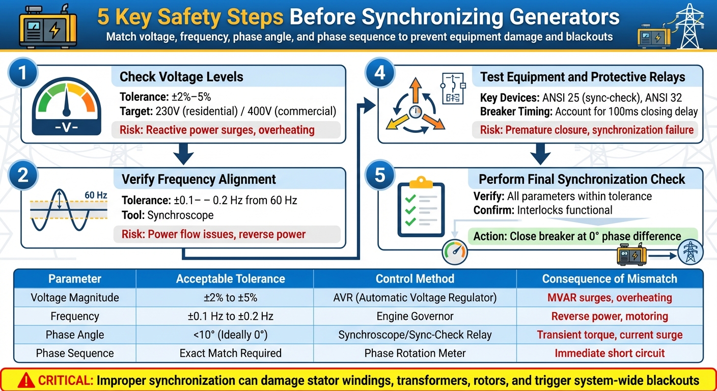Generator Synchronization Parameters: Tolerances and Control Methods