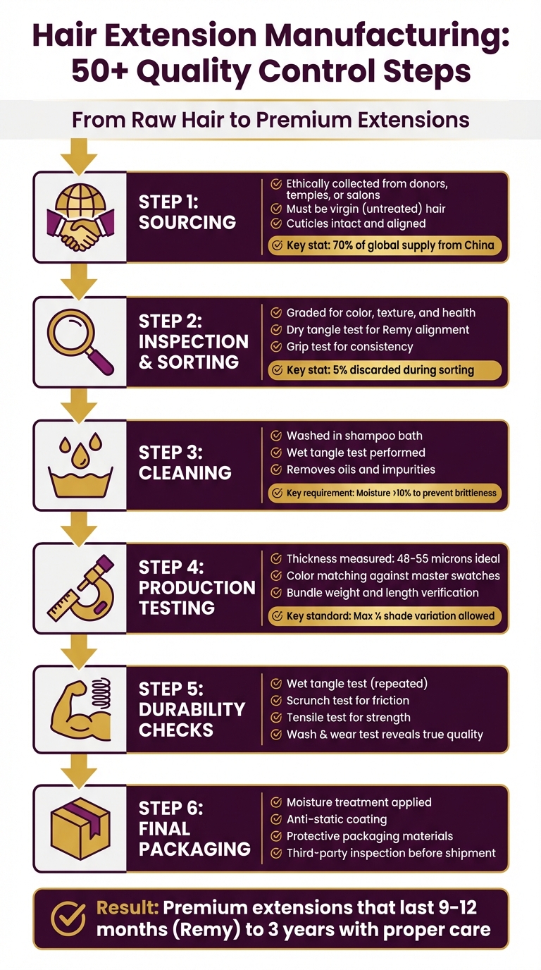 Hair Extension Manufacturing Quality Control Process: 6 Essential Steps