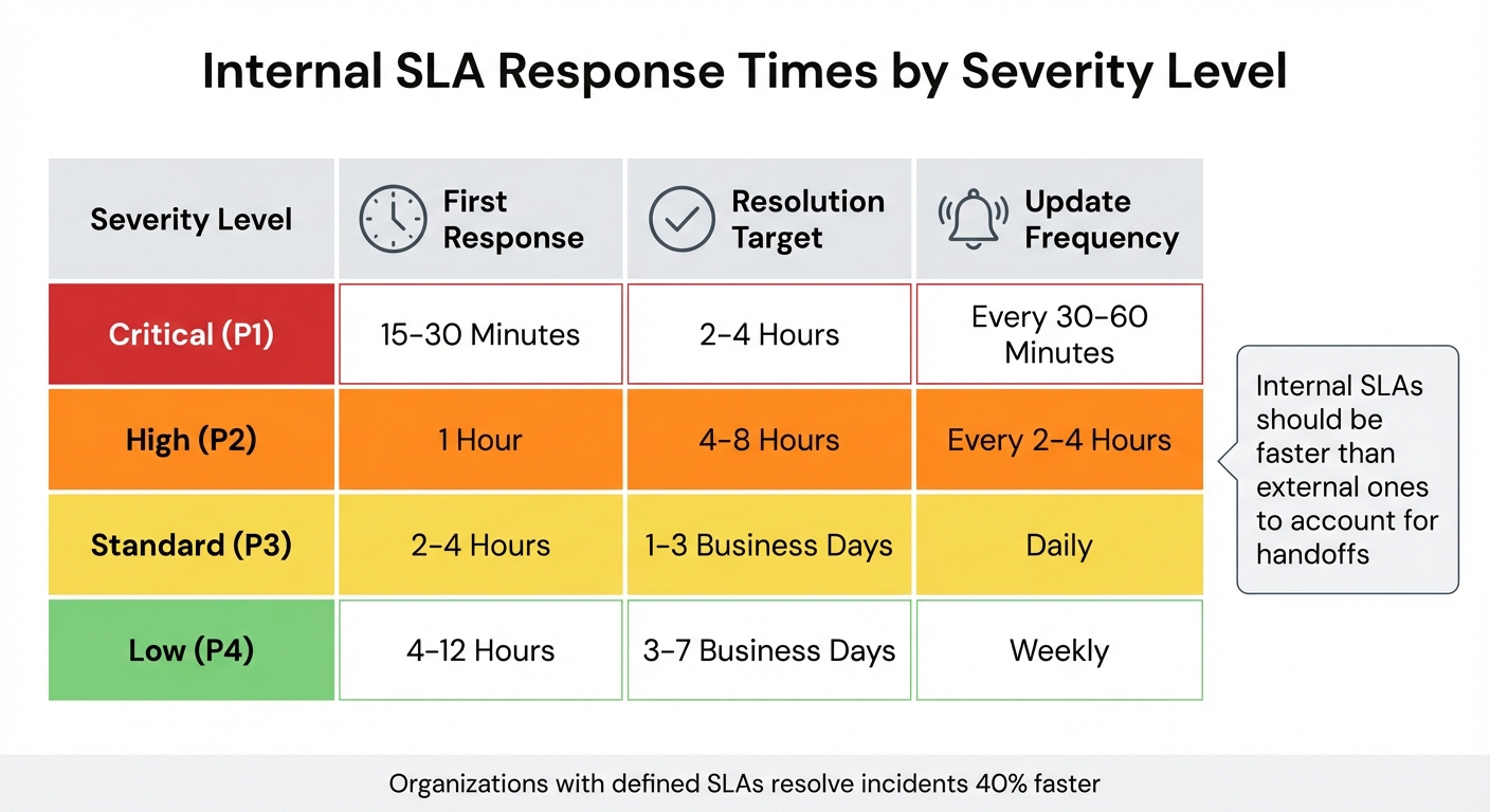 Internal SLA Response Times by Severity Level