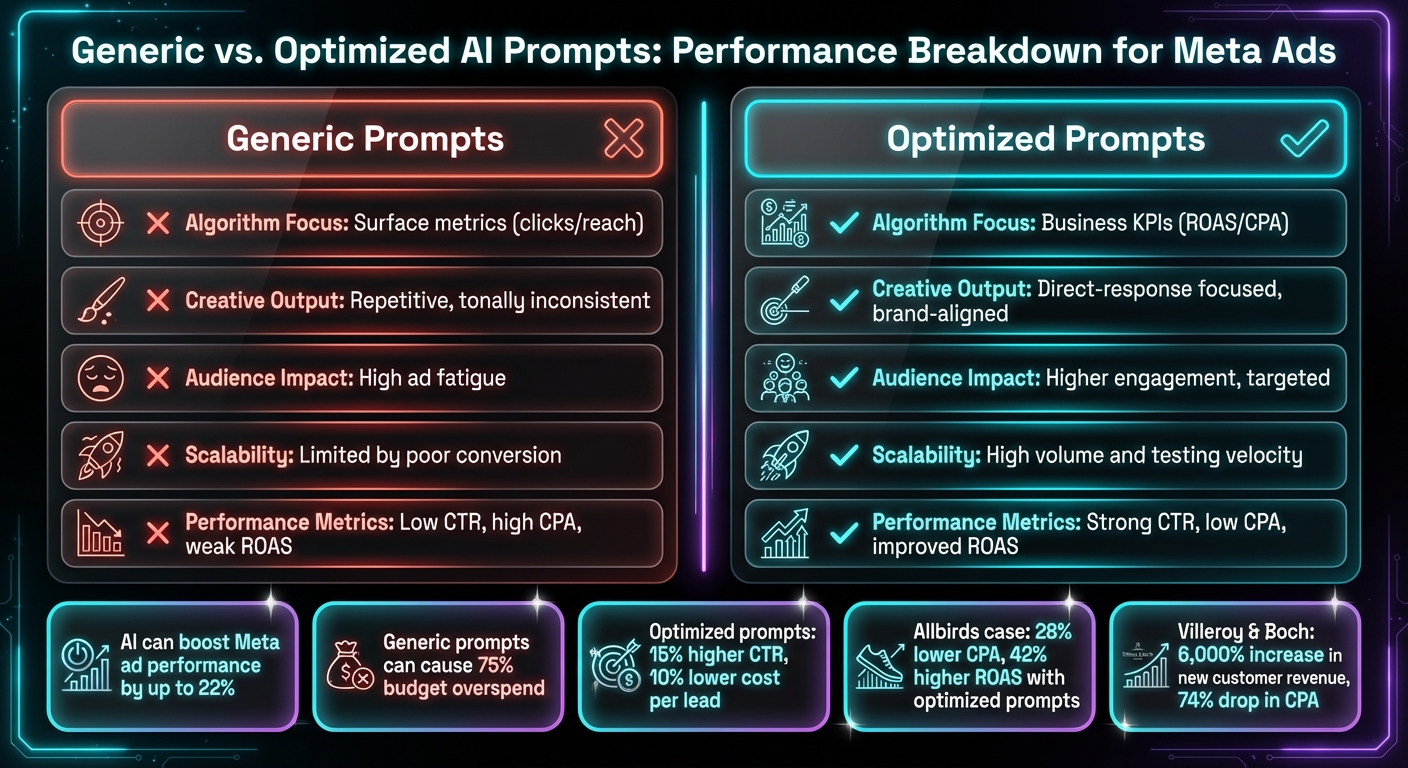 Generic vs Optimized AI Prompts Performance Comparison for Meta Ads
