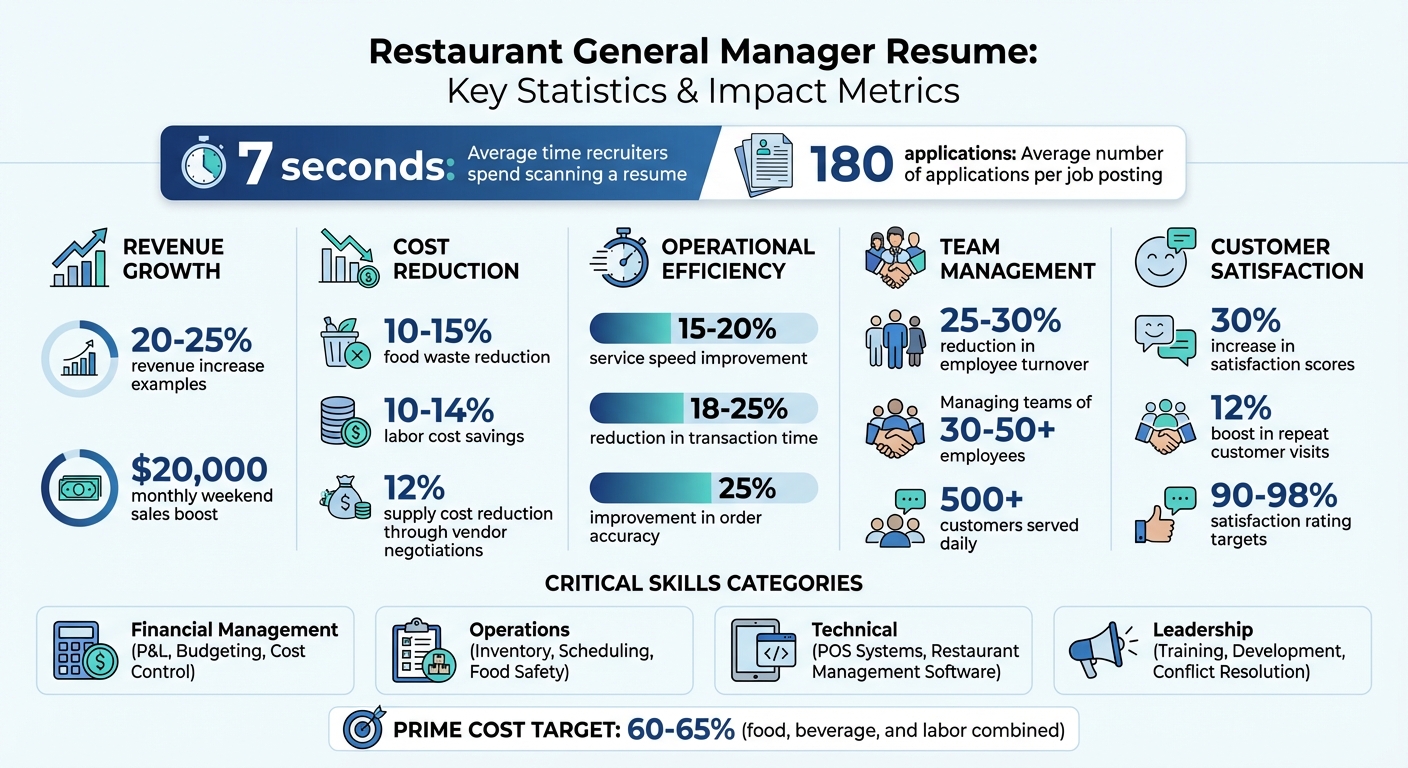 Restaurant General Manager Resume Statistics and Key Metrics