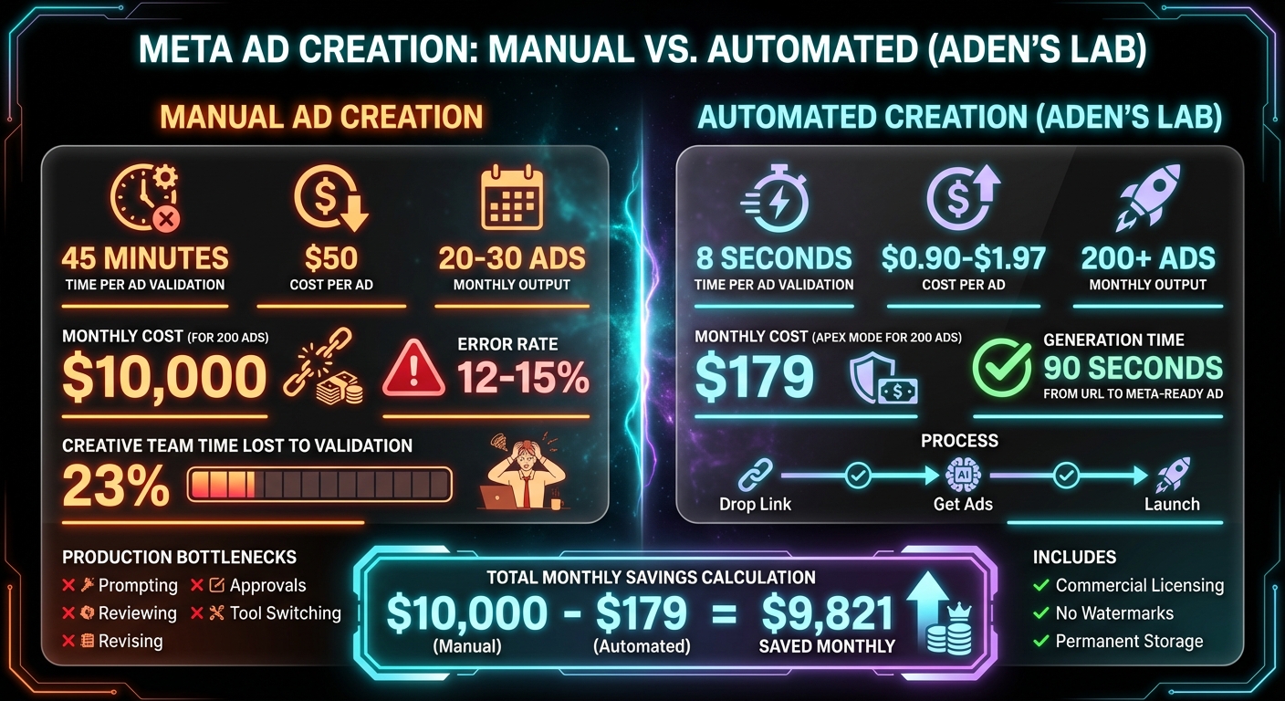 Manual vs Automated Meta Ad Creation: Cost and Time Comparison