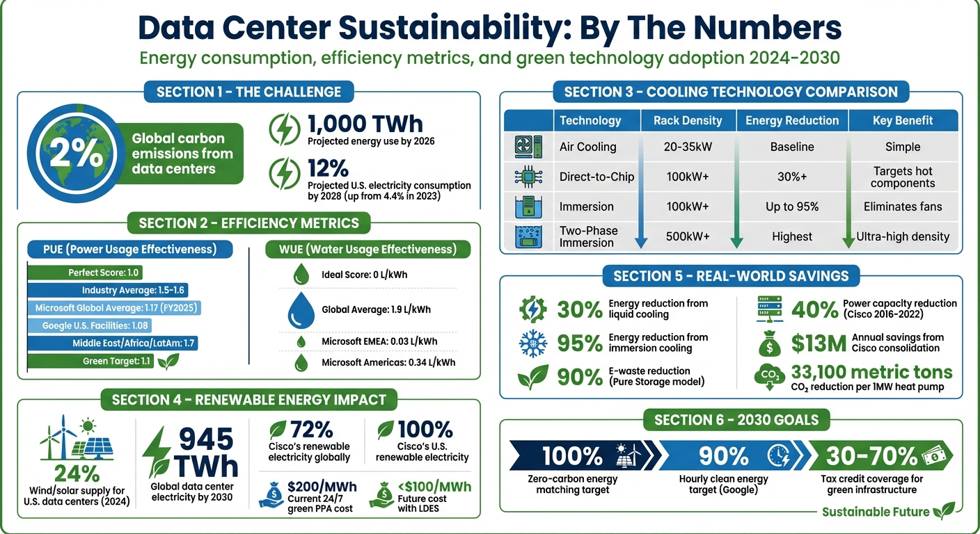 Data Center Sustainability Metrics and Impact Statistics 2024-2030