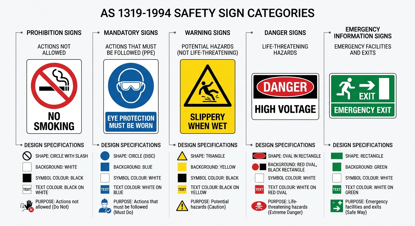 AS 1319 Safety Sign Categories: Colours, Shapes and Symbols Guide
