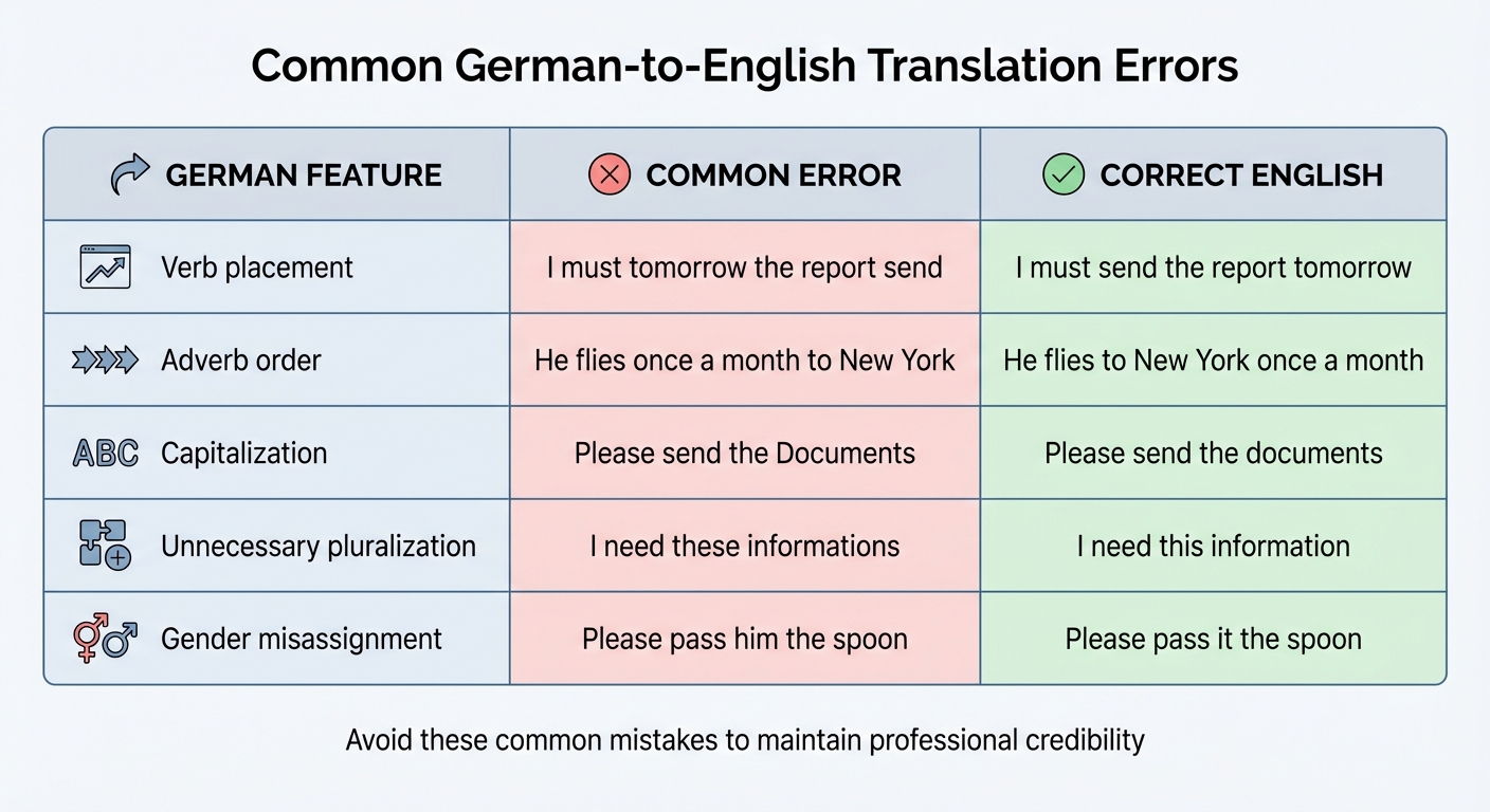 Common German to English Translation Errors and Corrections