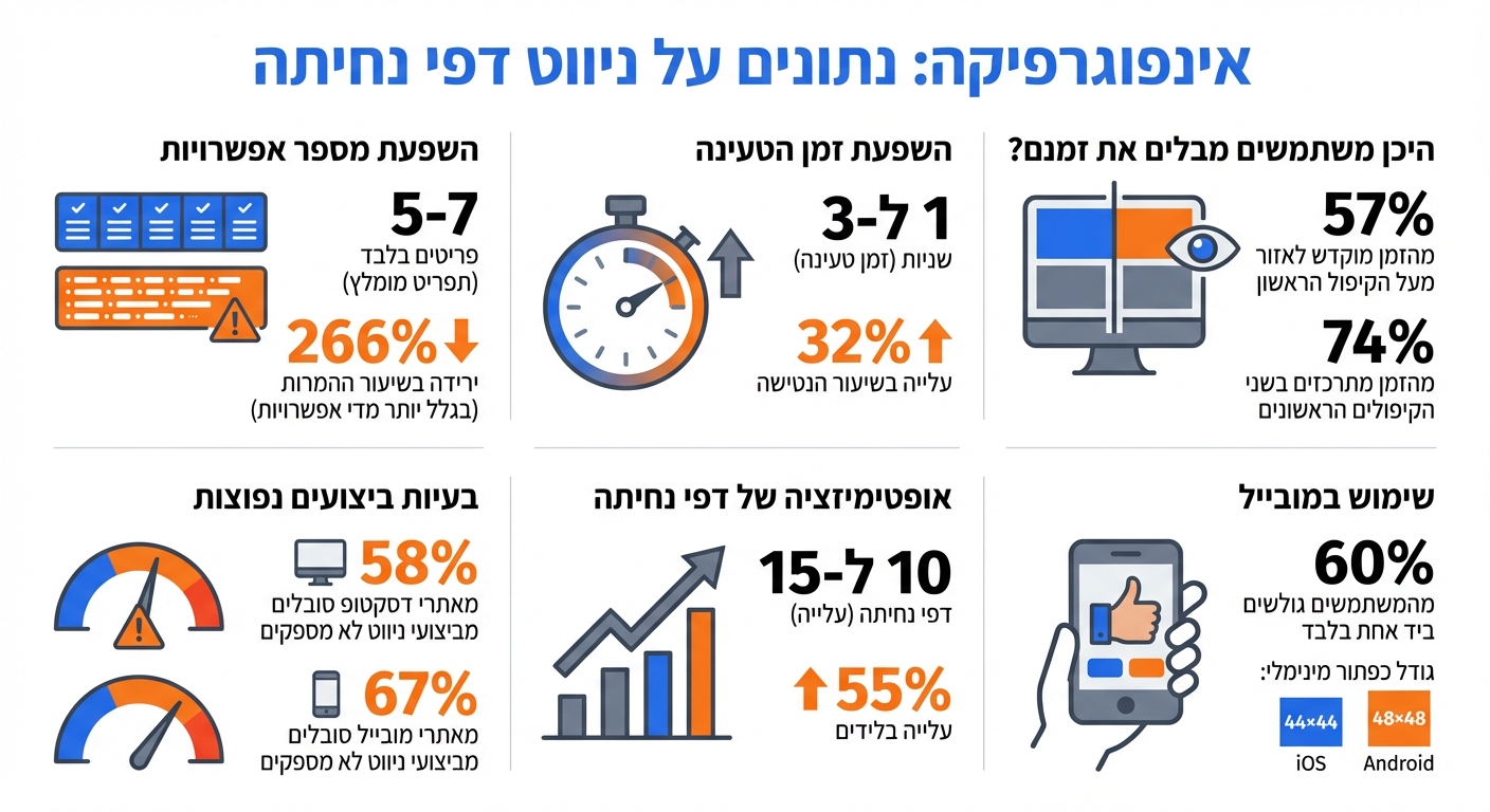 נתונים סטטיסטיים על ביצועי דפי נחיתה וניווט