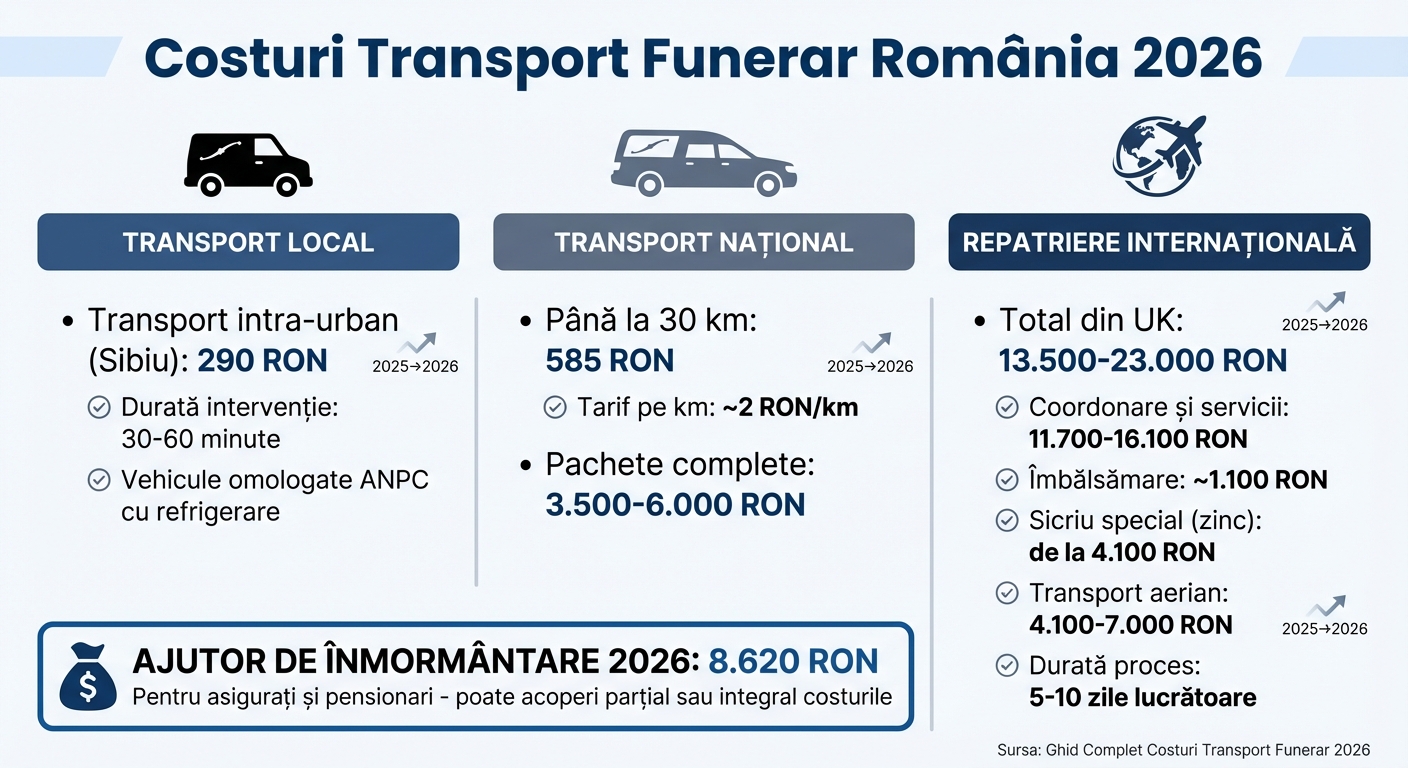 Costuri Transport Funerar România 2026: Comparație Local, Național și Internațional