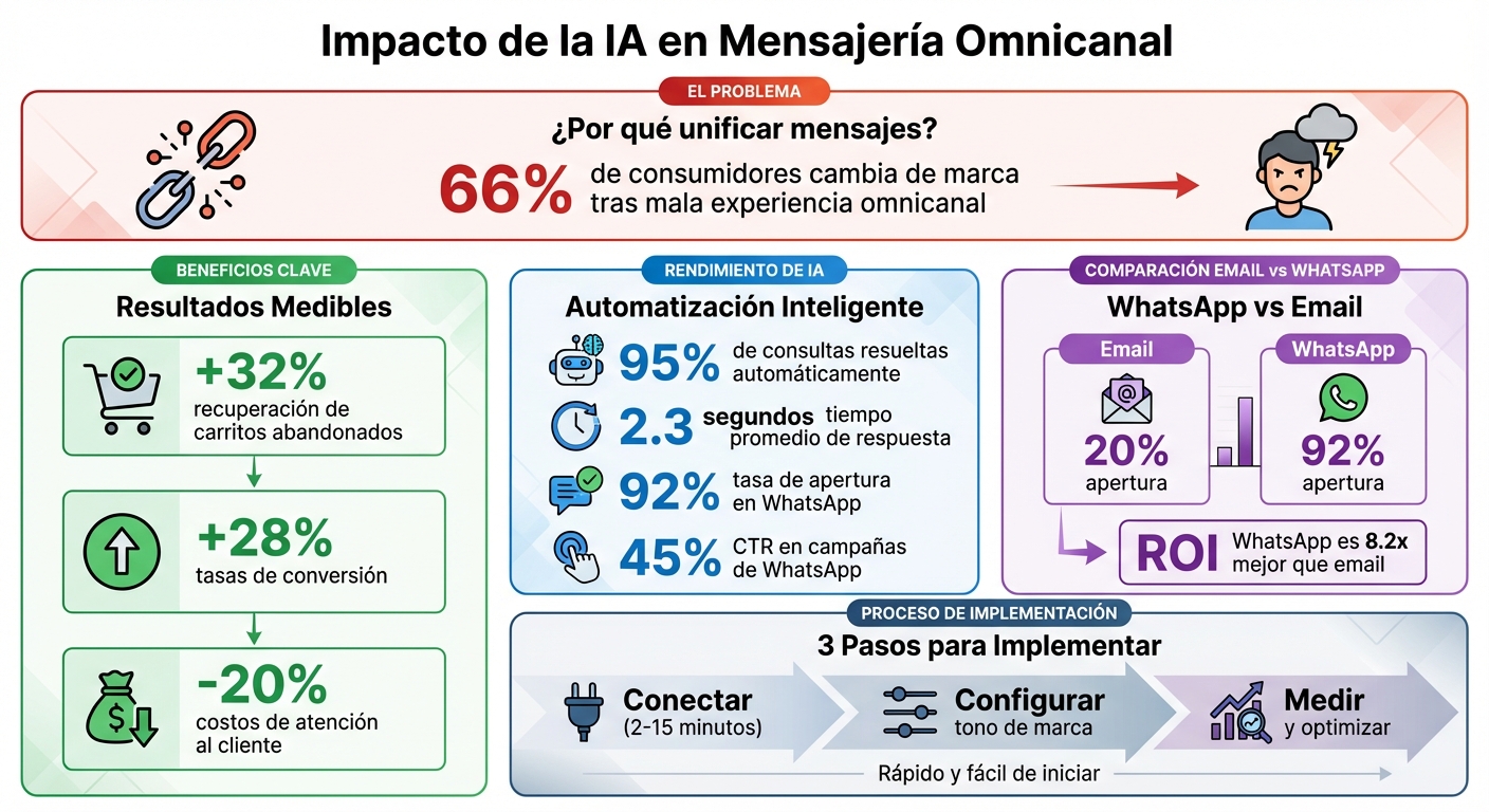 Resultados de IA en mensajería omnicanal: métricas clave y beneficios