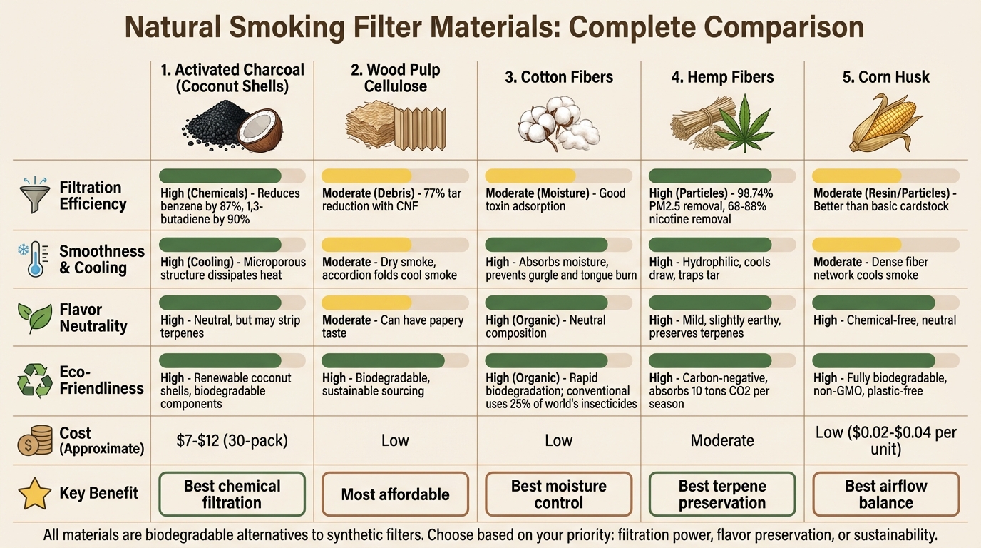 Natural Smoking Filter Materials Comparison Chart