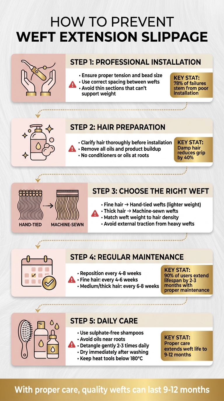 5 Essential Steps to Prevent Weft Extension Slippage