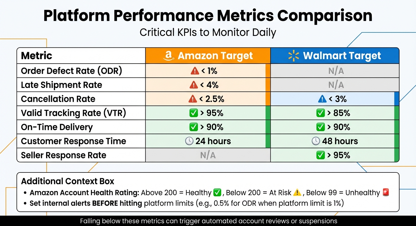 E-Commerce Platform Performance Metrics Comparison: Amazon vs Walmart Requirements