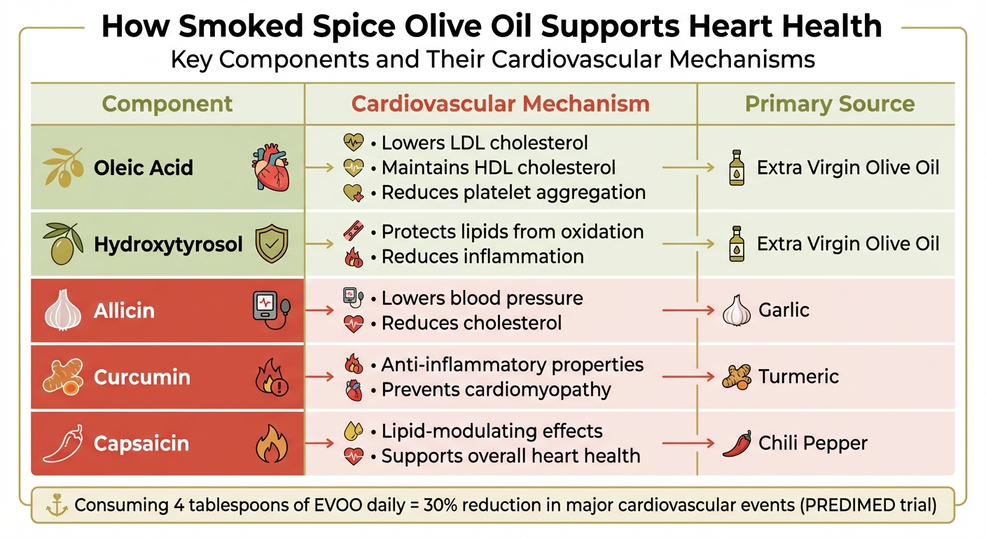 Cardiovascular Benefits of Smoked Spice Olive Oil Components