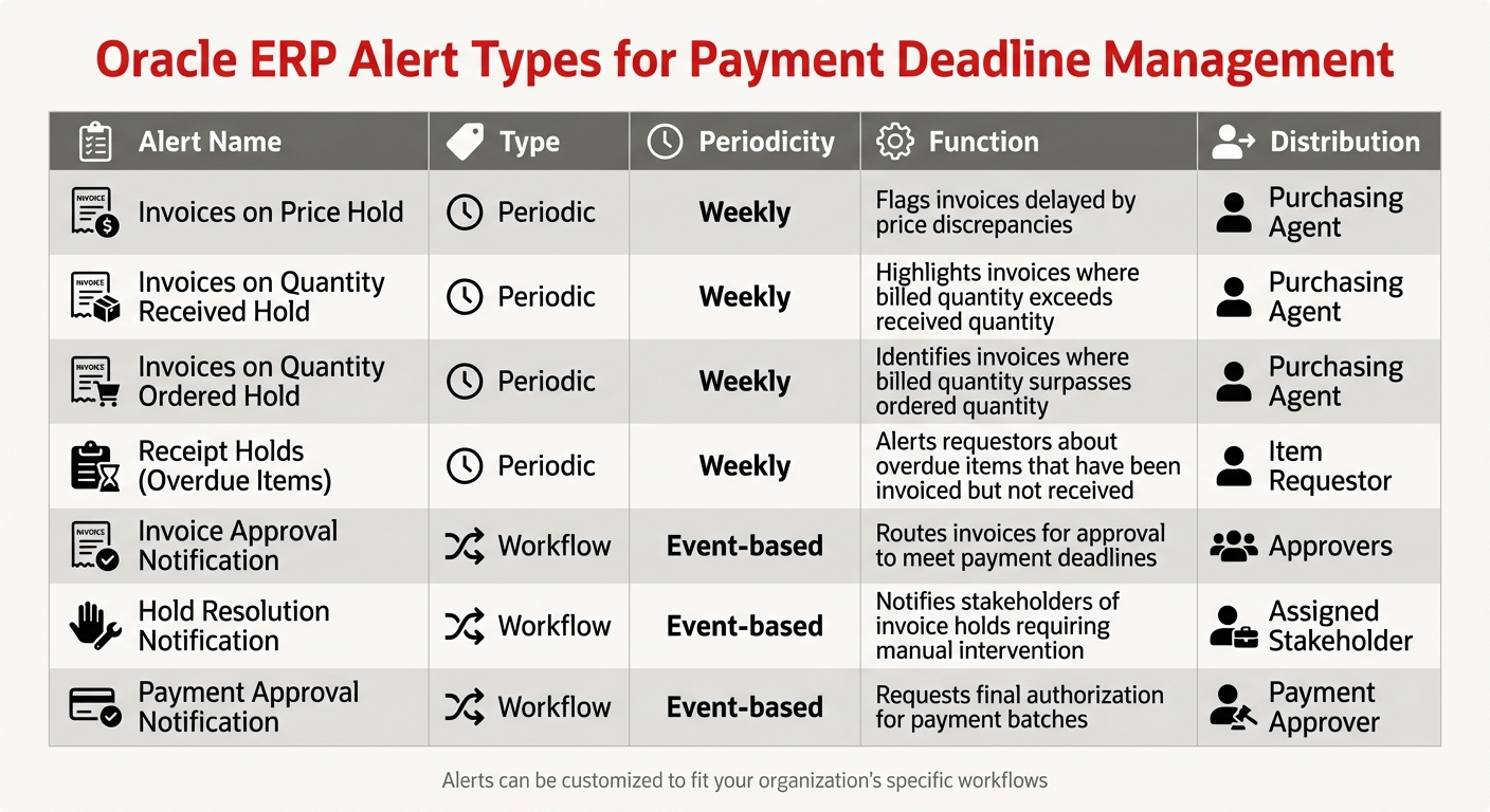 Oracle ERP Alert Types for Payment Deadline Management