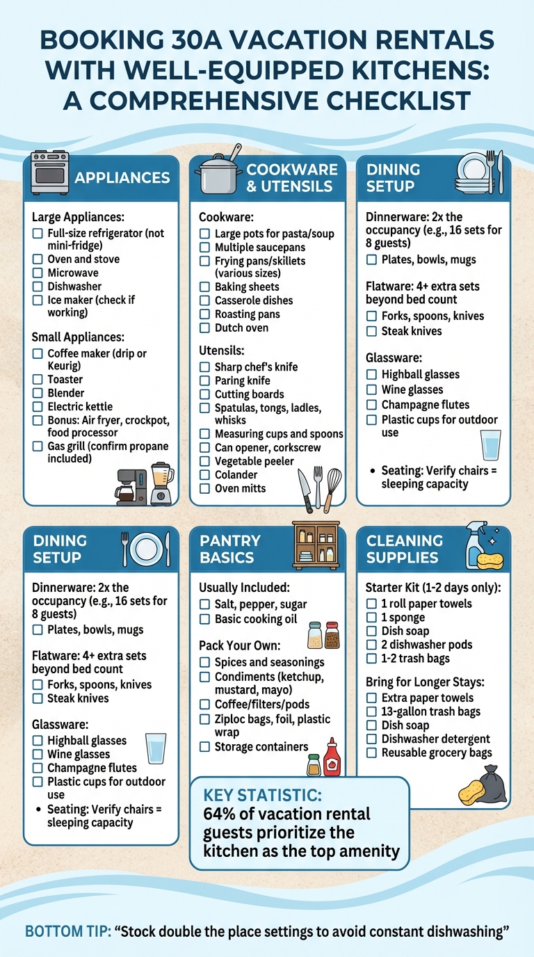 Complete Kitchen Checklist for 30A Vacation Rentals