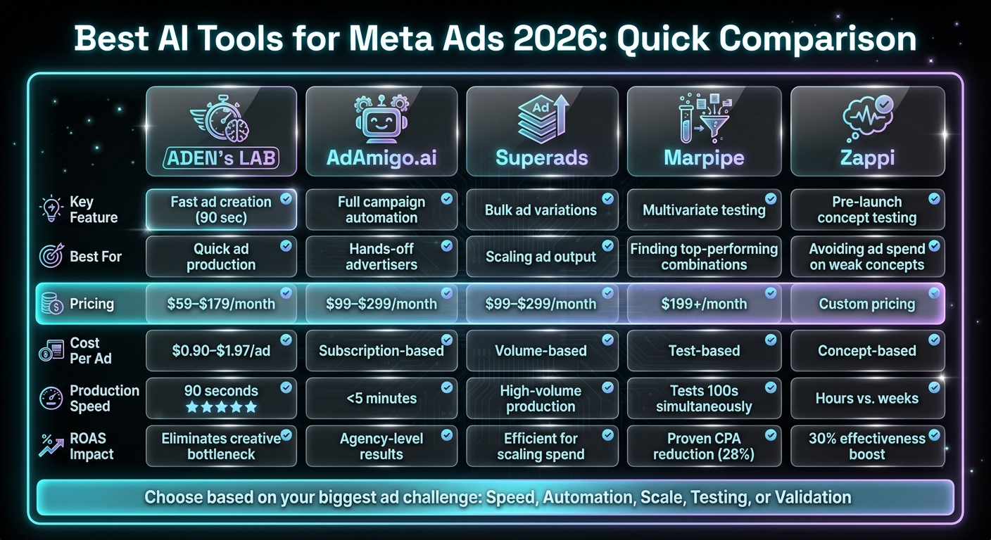 Best AI Tools for Meta Ads 2026: Feature Comparison Chart