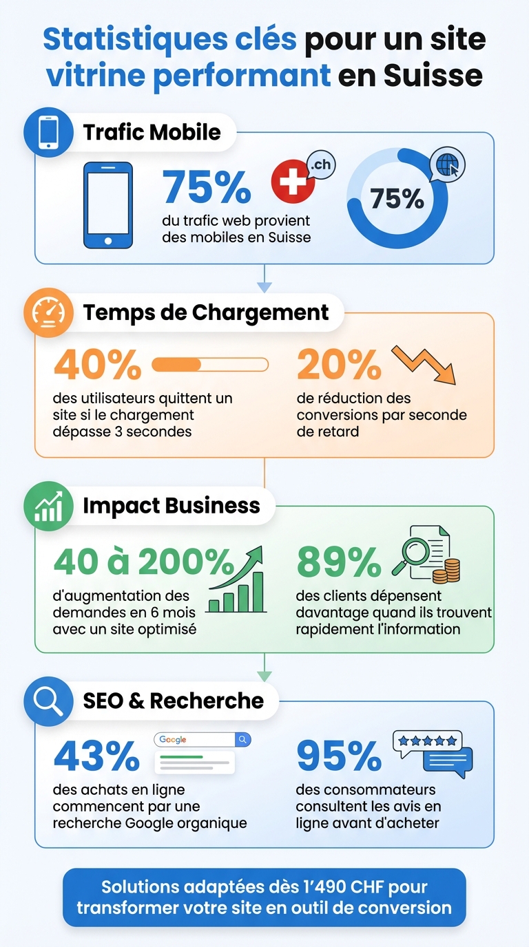 Statistiques clés pour un site vitrine performant en Suisse