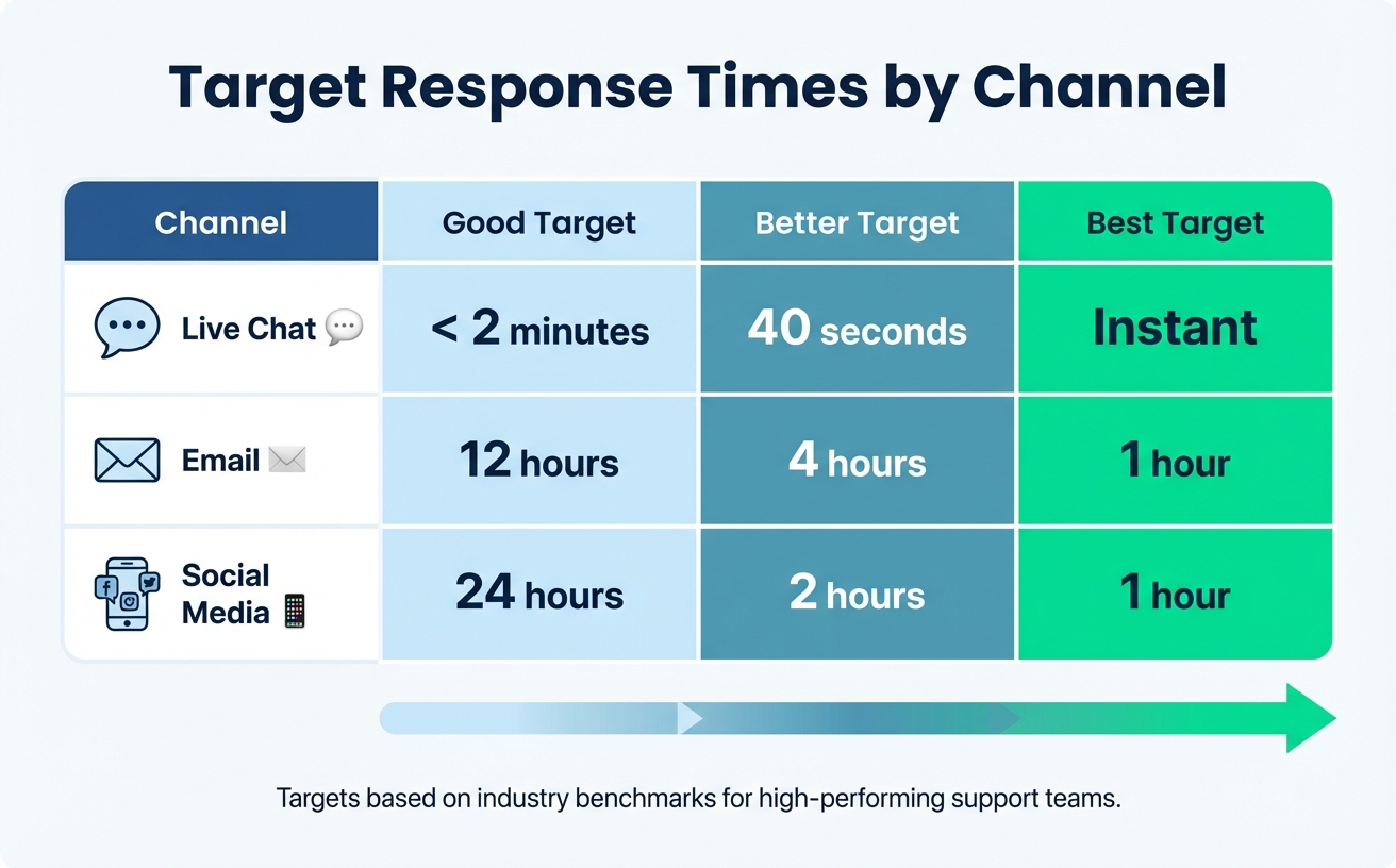 Target Response Times by Customer Support Channel
