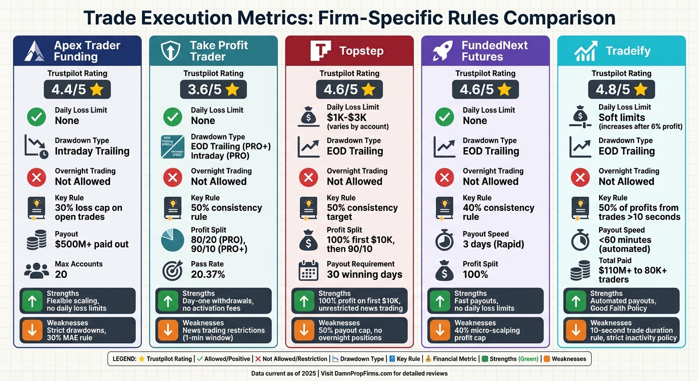 Futures Prop Firm Comparison: Execution Metrics and Rules